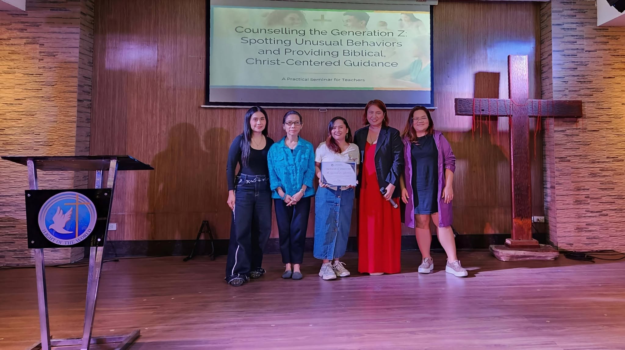 Ms. Rox Ricablanca with school staff after the Generation Z counselling seminar